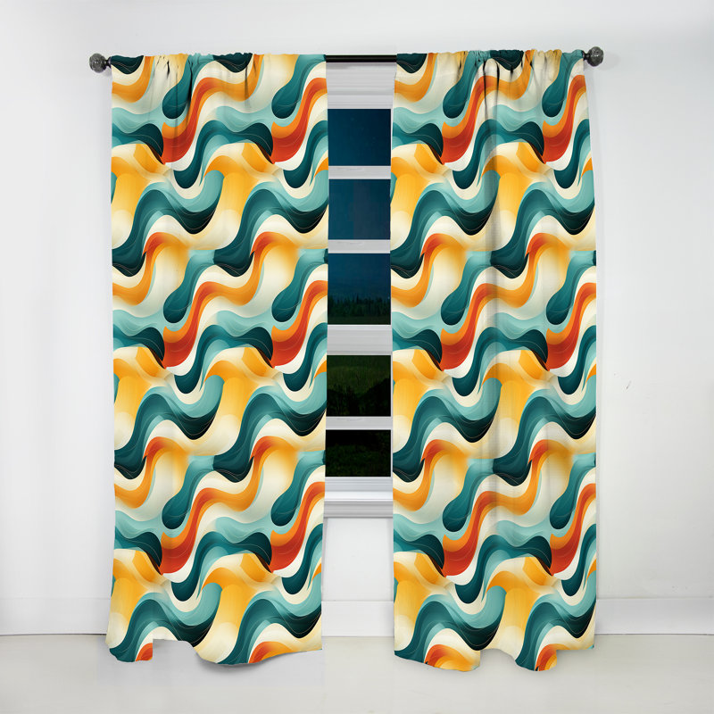 Mod Wave Revival I - Rideau en velours Mid-Century - obscurcissant - 1 panneau, L 52 po x L 95 po