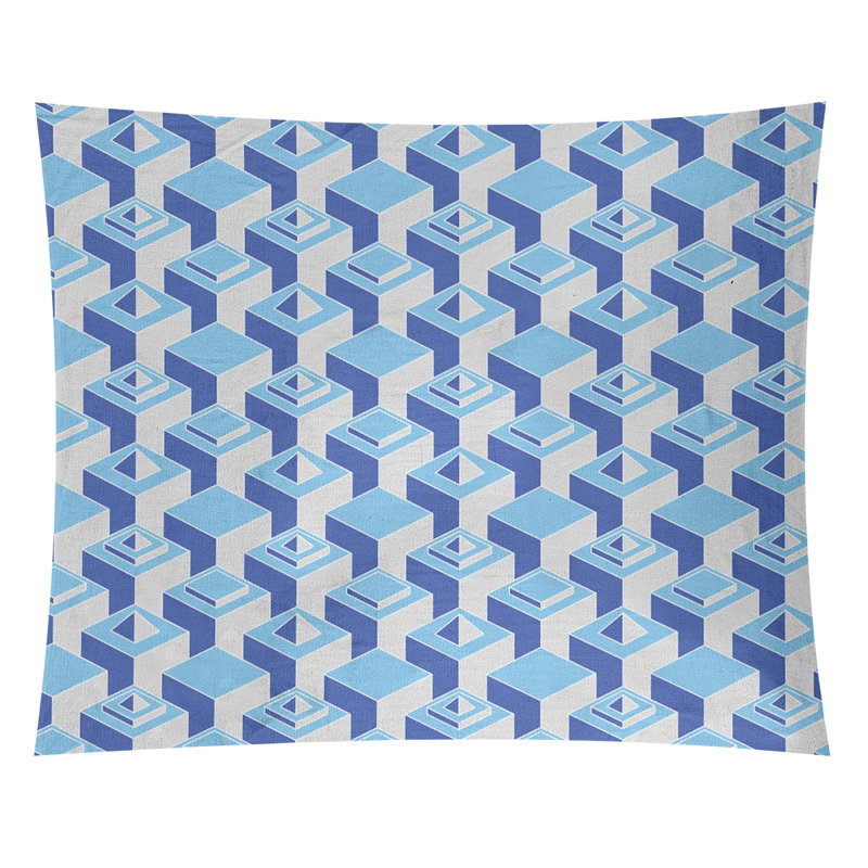 Tapisserie, H 88 po x l 104 po, Bleu sarcelle/bleu