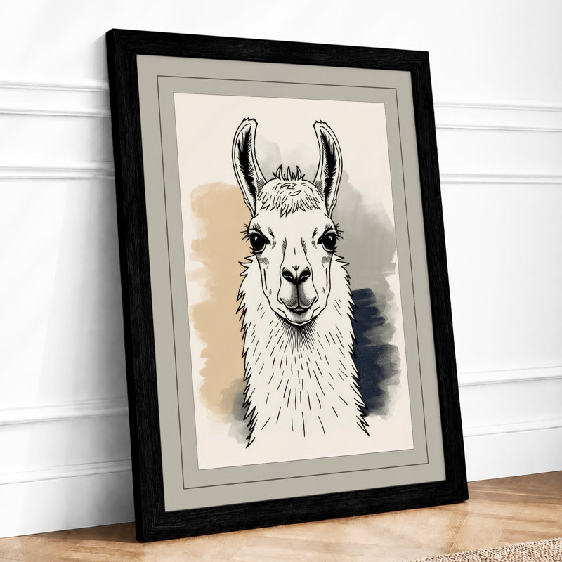Gentle Llama Boho - Framed Print, Black, A3 - 42.0 x 29.7 cm
