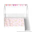 Lit mezzanine double avec glissade, rideaux, fanions et autocollants en forme d'étoile - un lit d'enfant blanc et rose avec un ensemble décoratif
