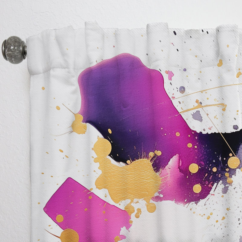 Purple Gold Whispered Abstractions I - Modern Curtain - Velvet Room Darkening - 1 panel, 52" W x 120" L
