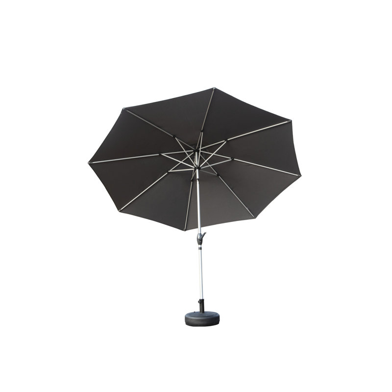 Grey 10Ft Outdoor Umbrella With Windproof Feature And Fabric Table Pole Adjustable Tilt Angle