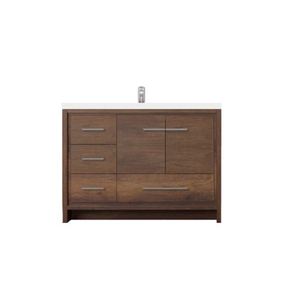 Taasi 41.9'' Single Bathroom Vanity with Solid Surface Top