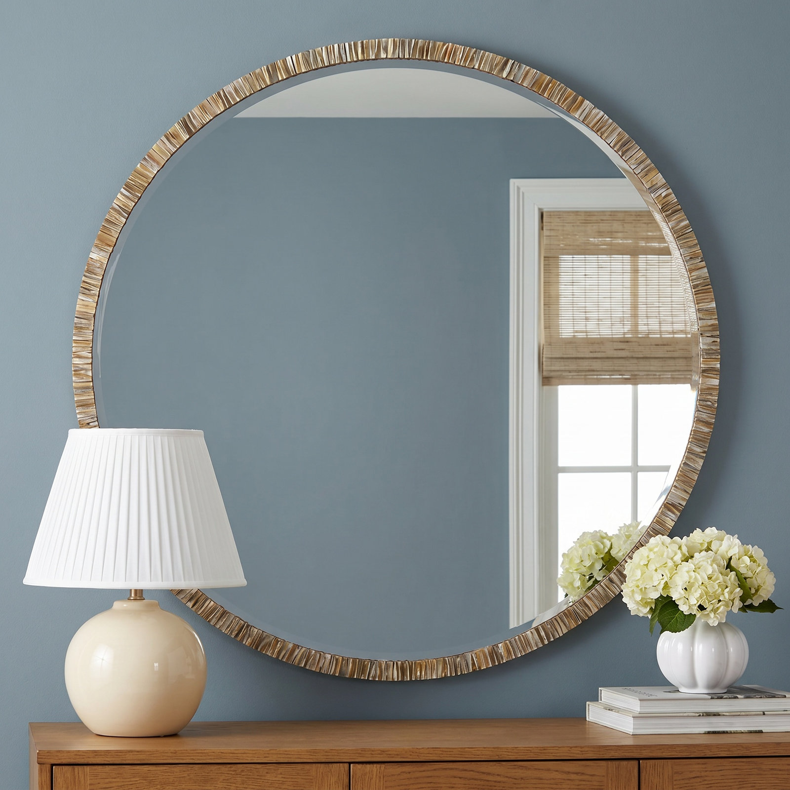 40" Shell Inlay Round Accent Mirror