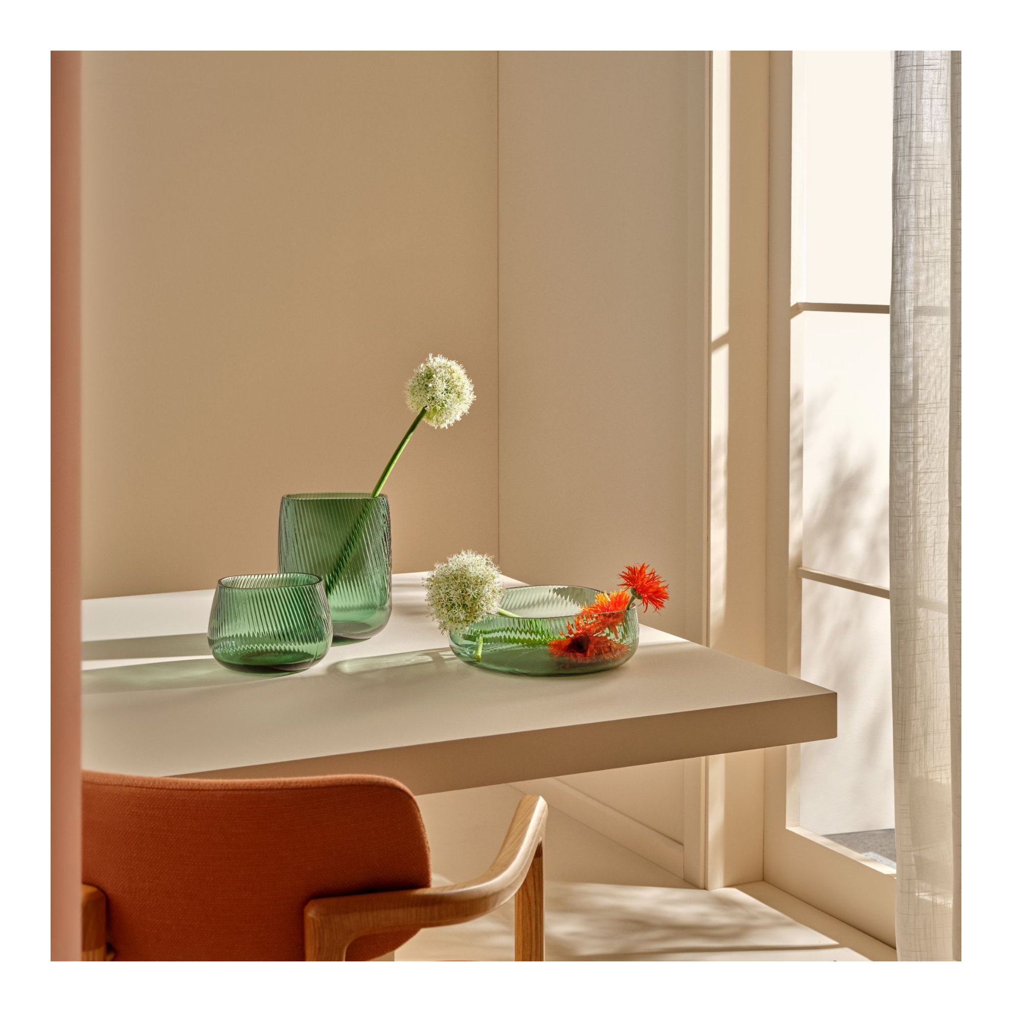 Opti Handmade Lead Free Crystal Table Vase, Green, overall height- 9.55"