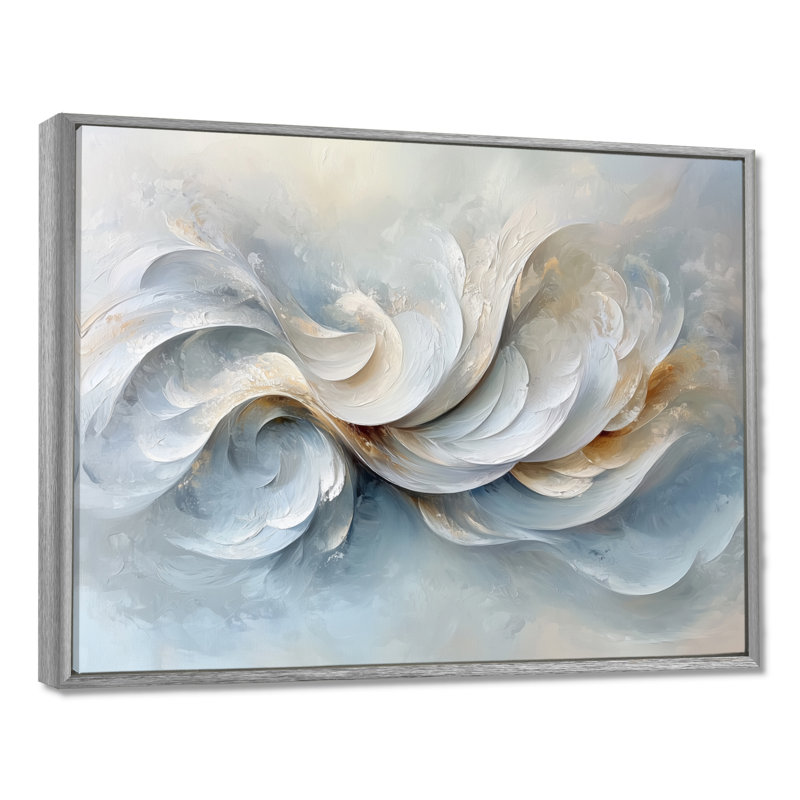 Zeringue - Abstract Wall Art, H 16 po x l 32 po, Impression encadrée flottante, Argent argent