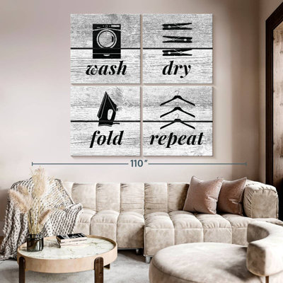 " Wash Dry Fold Repeat Icons " 4 - Pieces