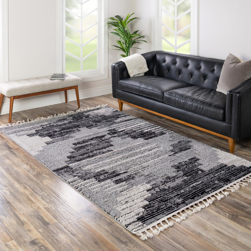 Gosnold avec motif géométrique gris, Rectangle 7 pi 10 po x 10 pi