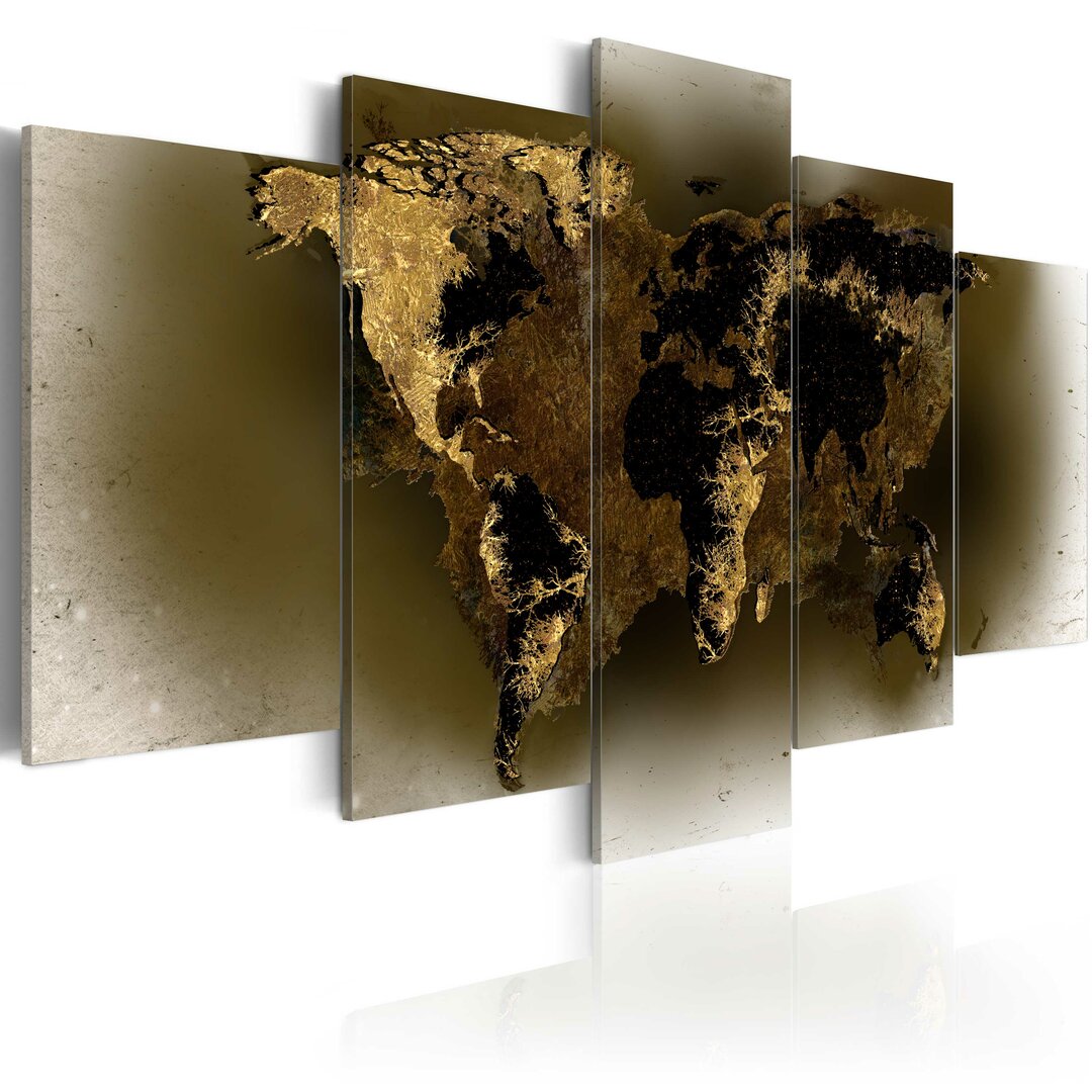 5-tlg. Leinwandbilder-Set Brass Continents