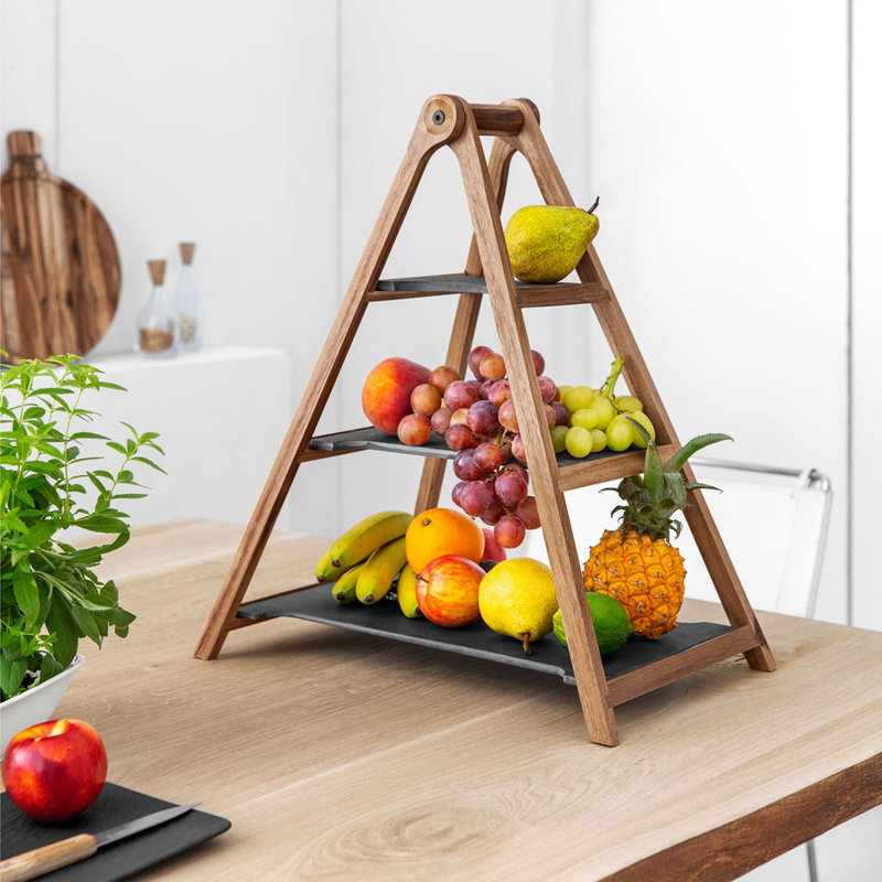 Artesano Original 3 Tiered Slate and Wood Stand