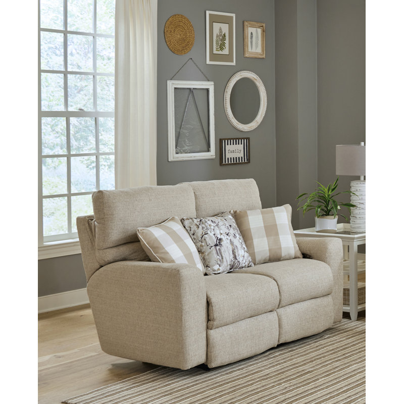 Ardele 62" W Power Reclining Loveseat with Adjustable Headrest, Buff