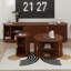 Ensemble de meuble télé et de table basse Farmhouse avec portes tambour rondes et console multimédia-1402562087