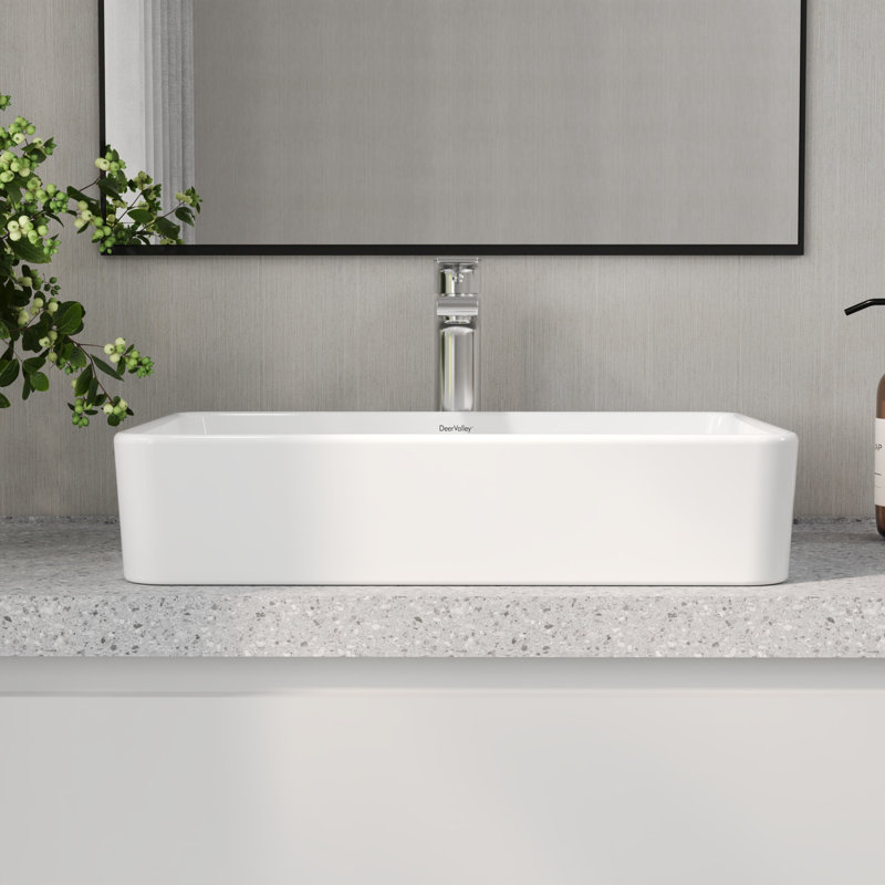 Ally 20" x 14'' Rectangular Vitreous China Vessel Bathroom Sink, White
