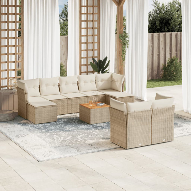 Ensemble de canapé de jardin modulaire en rotin beige 10 pièces Vidaxl