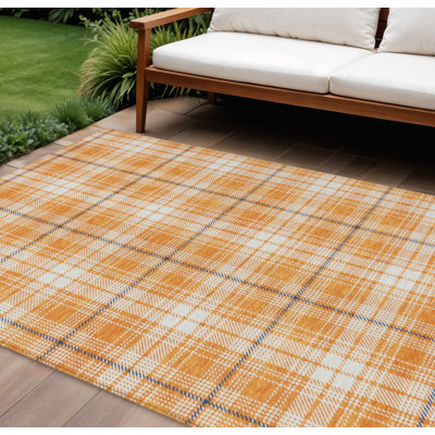 Tapis intérieur lavable à carreaux orange 9 'X 12'
