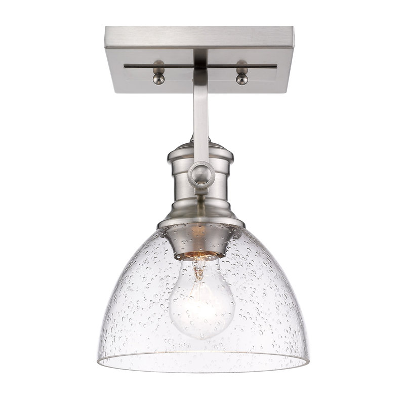 Bales Glass Semi Flush Mount, Pewter, Seeded Glass