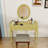 Vanity Desk with Carved Oval Mirror, Drawers and Velvet Jewelry Tray-1783172884