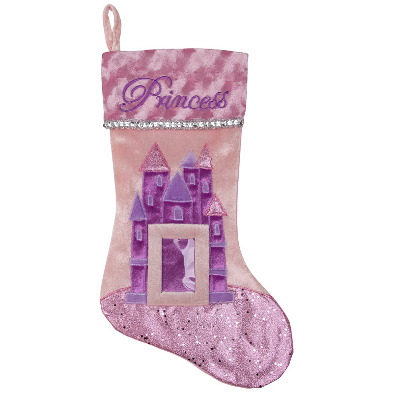 Chaussette de Noël princesse 20 po rose et mauve scintillante