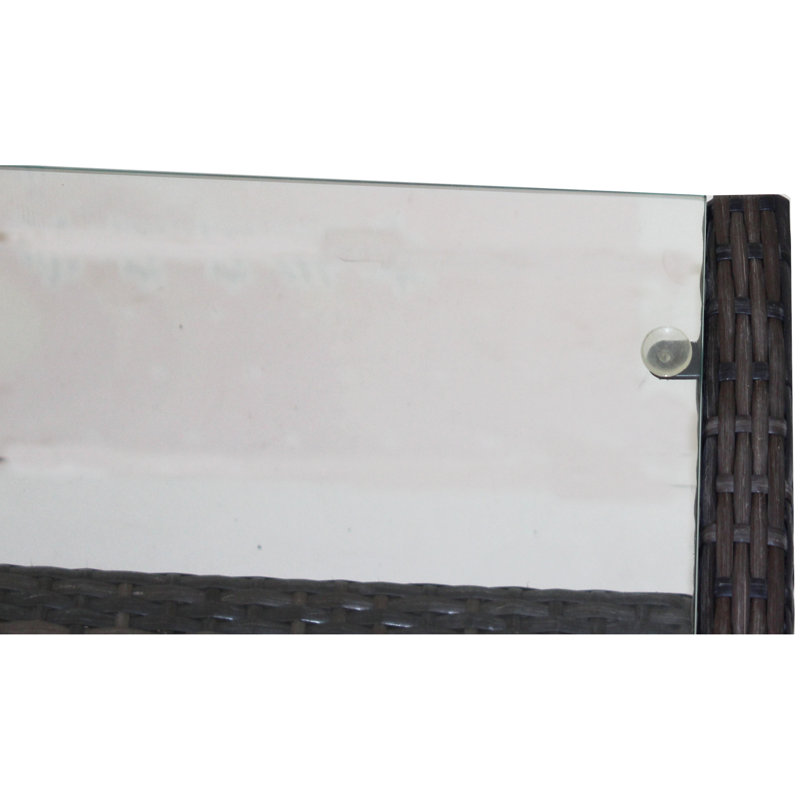 Outdoor Patio Coffee Table With Brown Frame, Clear Tempered Glass, 34.6X20.5X17.7Inch, Water , Assemble Easily Now Assembly