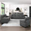 Chaise rembourrée en tissu gris foncé pour salon moderne - assise confortable de 25 po de hauteur, avec accoudoirs texturés
