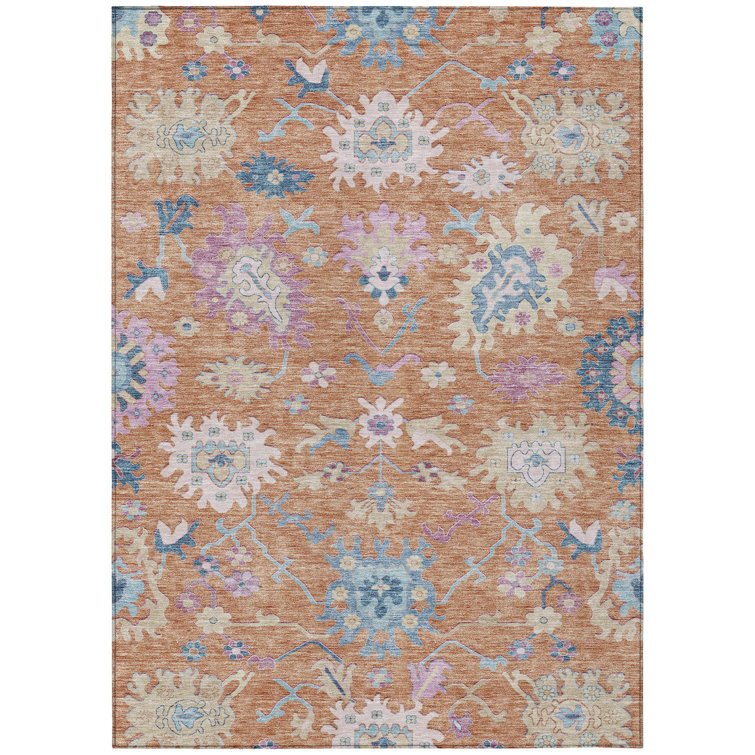 Machine Washable Indoor/Outdoor Chantille ACN1154 Orange Rug
