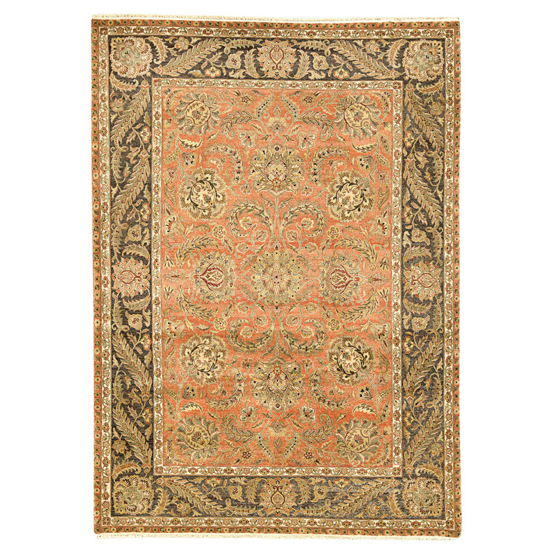 Tapis rouille et noir noué à la main de haute qualité