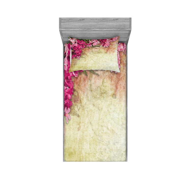 Ensemble de draps floral à motif vieilli, Ensemble de draps pour lit simple TG avec drap-hou