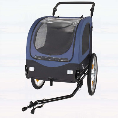 2-in-1 Bike Trailer & Pet Stroller for Dogs up to 110lbs with Foldable Design and Quick Release Wheels, Mesh and Rain Cover