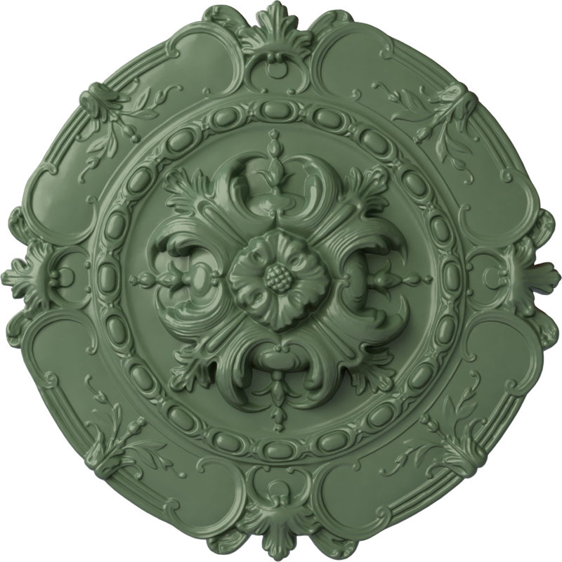 Médaillon de plafond Endurathane Southampton, DE 16 1/2 po x P 2 3/8 po, fini vert athénien peint à la main, Vert athénien
