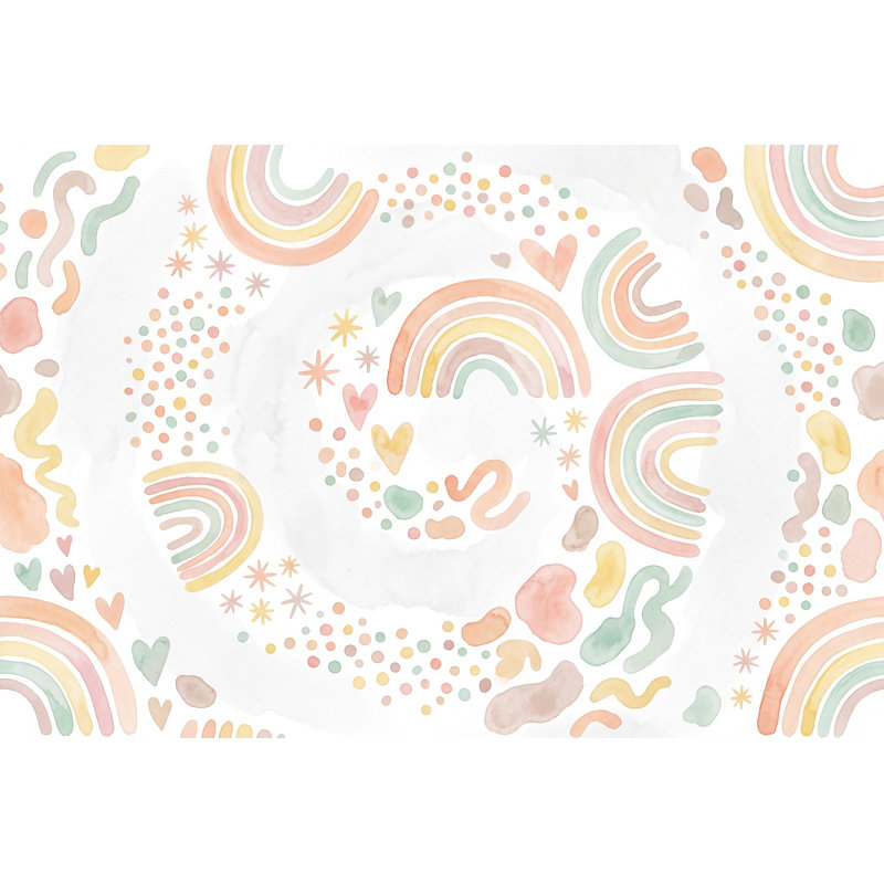Papier peint aquarelle arc-en-ciel arc-en-ciel, 100 po x 96 po, Non tissé