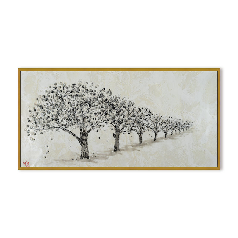 Nature Inspired "Echoes of the Forest" Canvas Wall Art By Karen Biery, 12" H x 24" W, Framed Matted Print, Beige