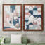 Modern Geo - ensemble de 2 peintures sur toile encadrées-742107972-742107992
