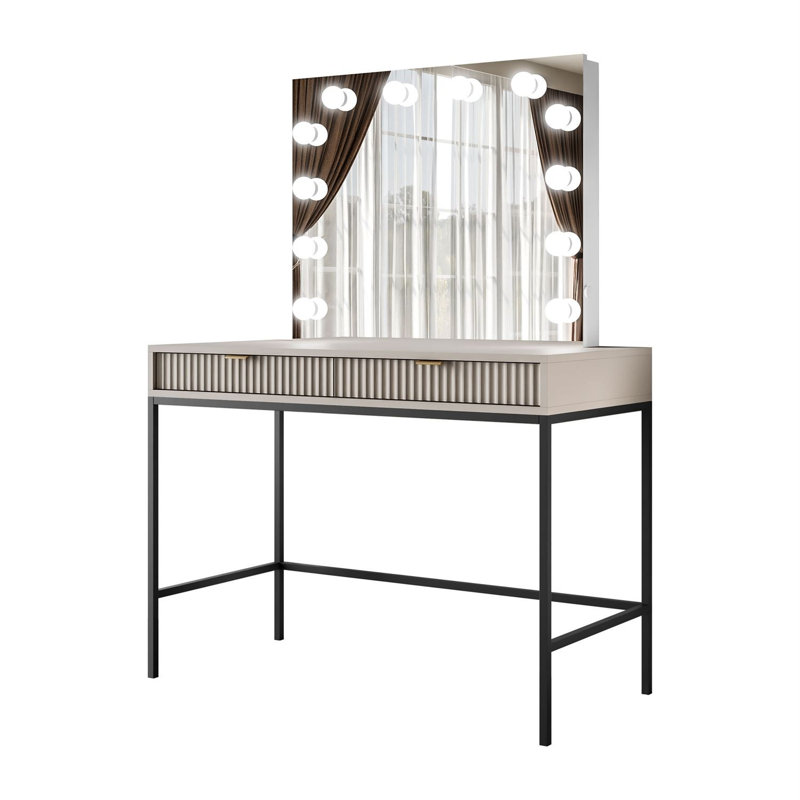 Dressing Table with Mirror, Cashmire/Black