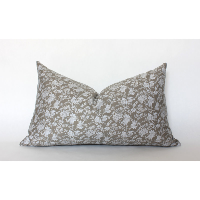 Floral Cotton Pillow Cover, 22" x 22"