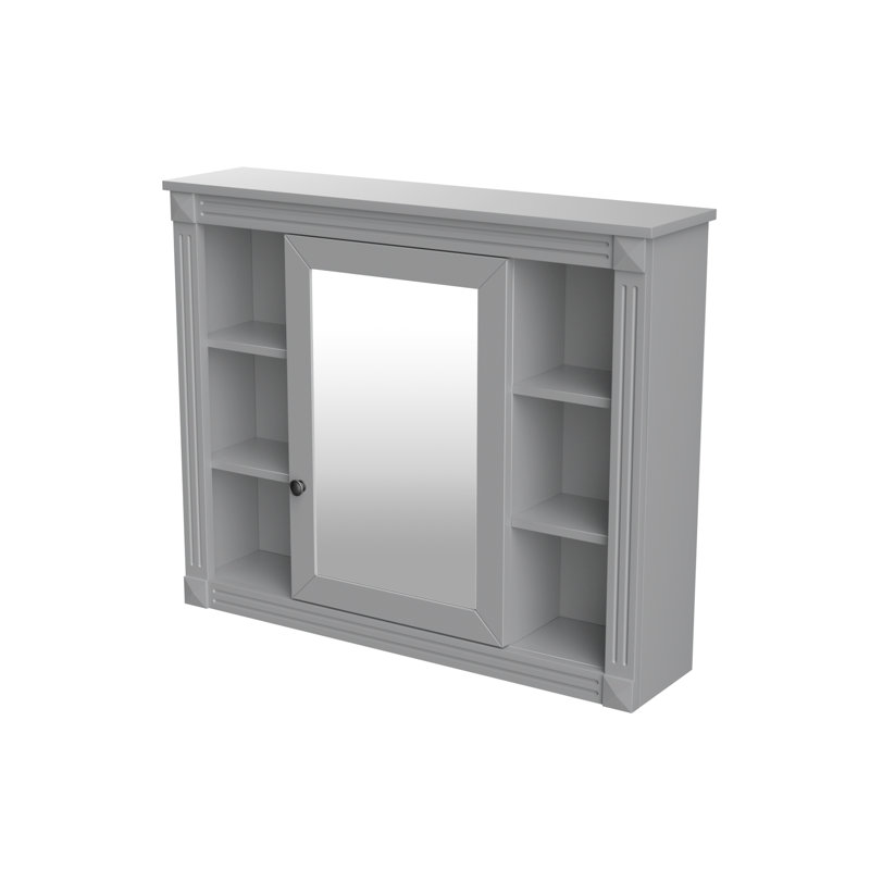 Armoire de salle de bain murale avec miroir, Gris