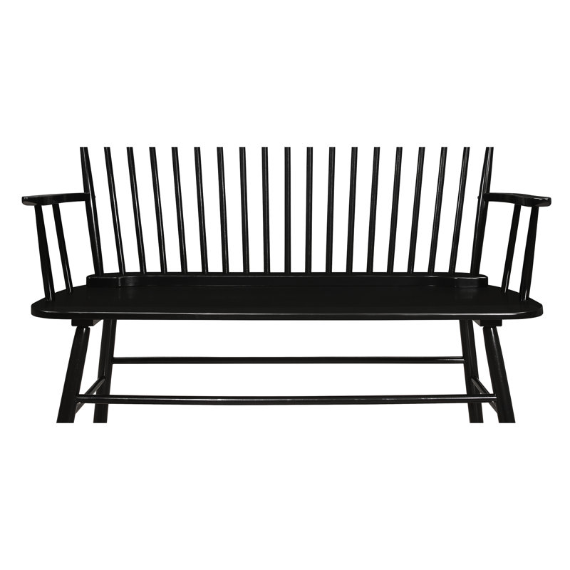 Chaise noire à dossier à broche avec étable et banc élégant, Noir