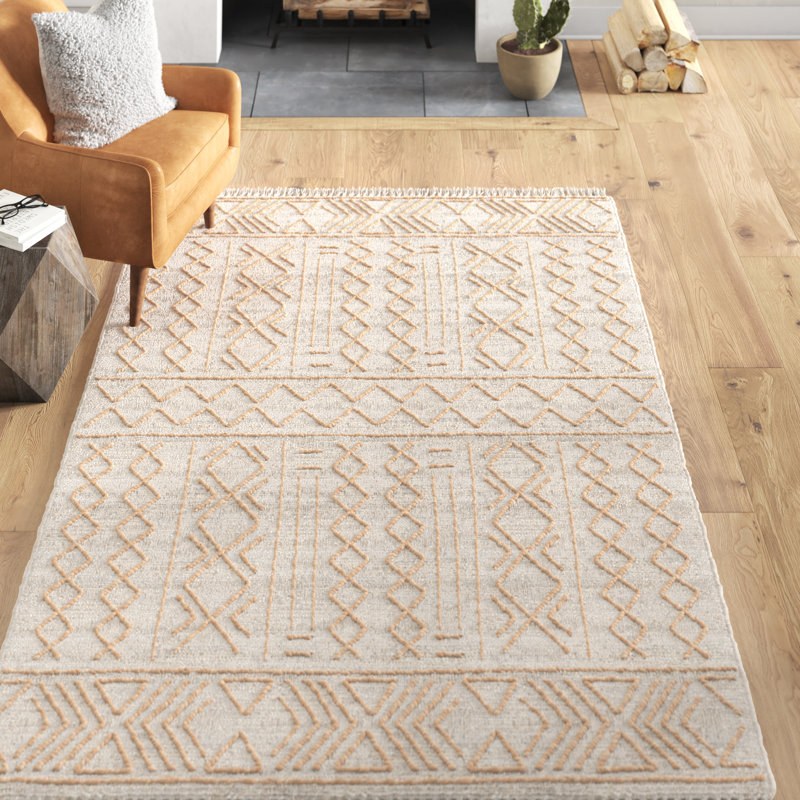 Tapis en jute / coton tissé à la main de couleur naturelle Karlena, Rectangle 8 pi x 10 pi