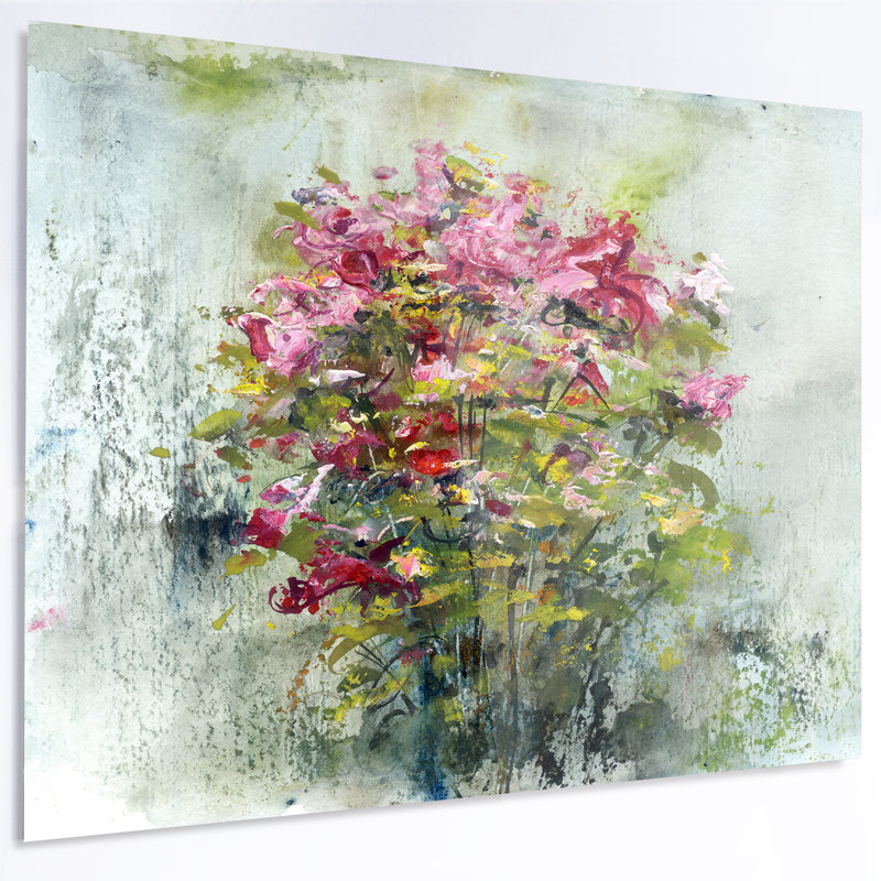 «Bouquets of Roses Paint Art», peinture, H 38 po x l 38 po x P 1 po, Métal