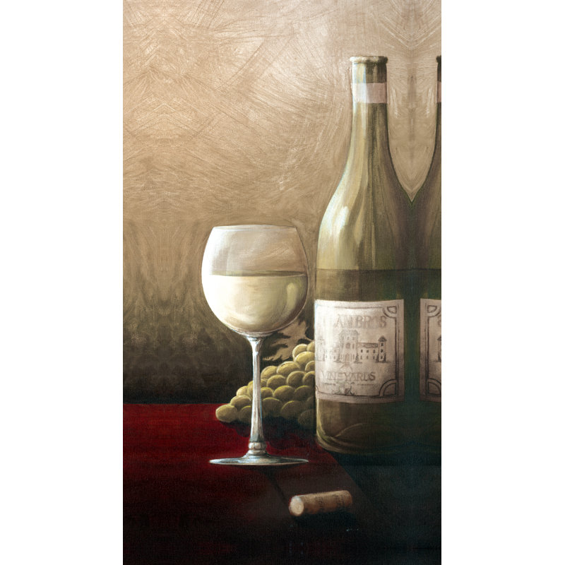 White Wine Still Life - Painting Print, 30cm H x 20cm W, Wrapped Canvas