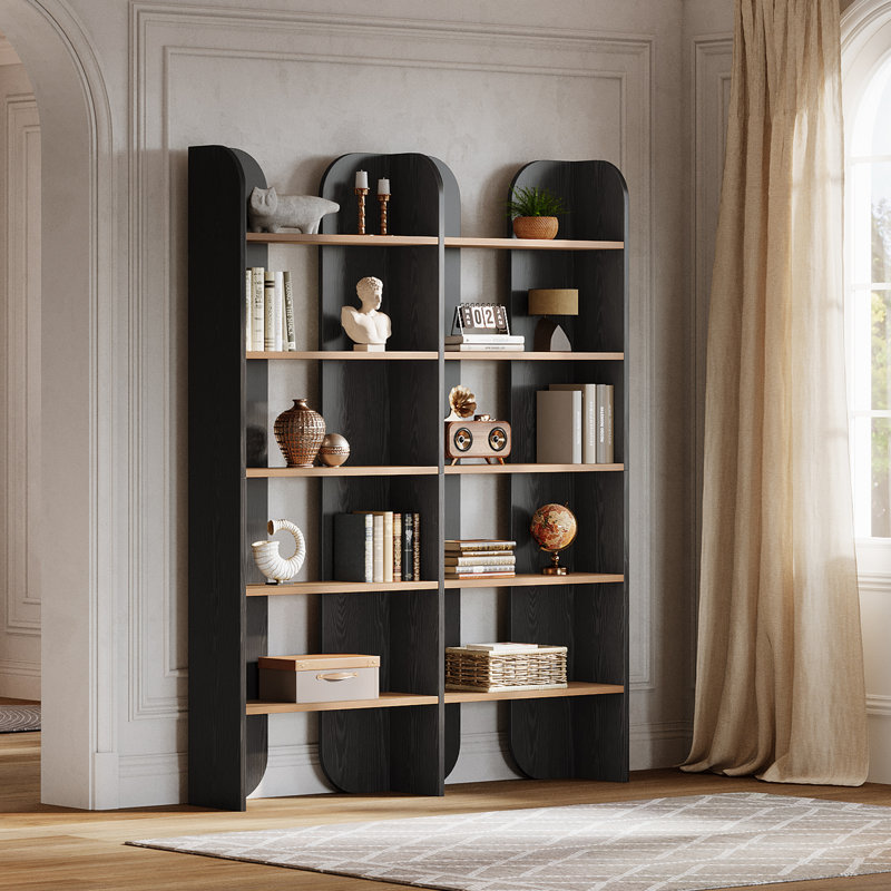 70.87-Inch Tall Bookcase with Open Shelves, Black, 2
