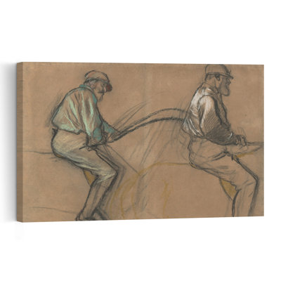 Deux études de jockey, vers 1884. Estampe d'art mural contemporaine abstraite impressionniste représentant un cheval.