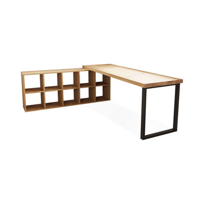 Bureaux en bois massif en L Burlywood