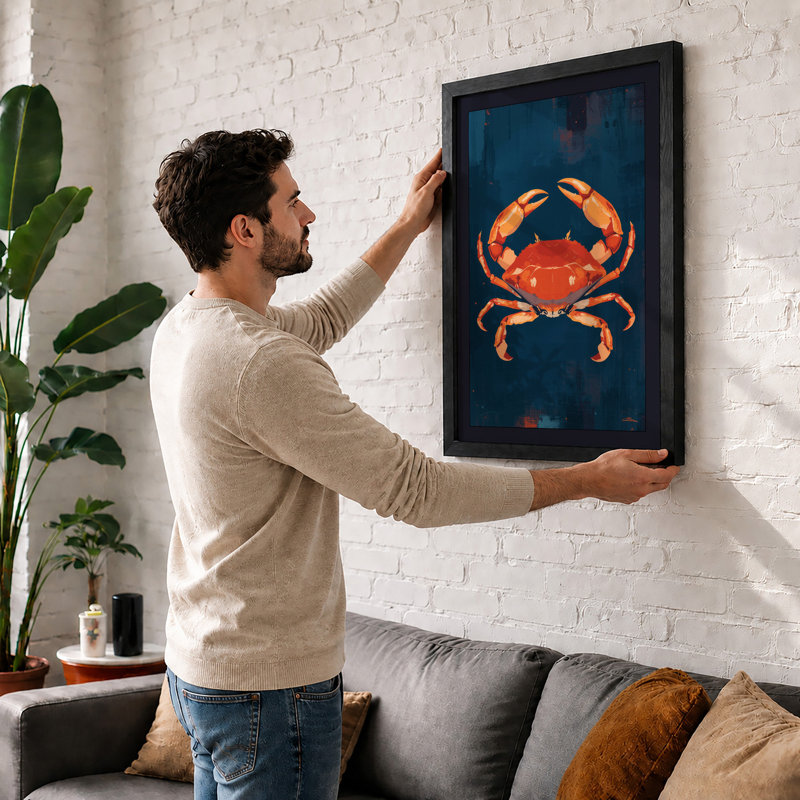 Crimson Crab Coastal - Print, Walnut, A1 - 84.1 x 59.4 cm