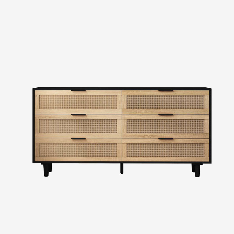 Storage Cabinet, 29.53" H x 59.06" W x 15.75" D, Black/Natural 1