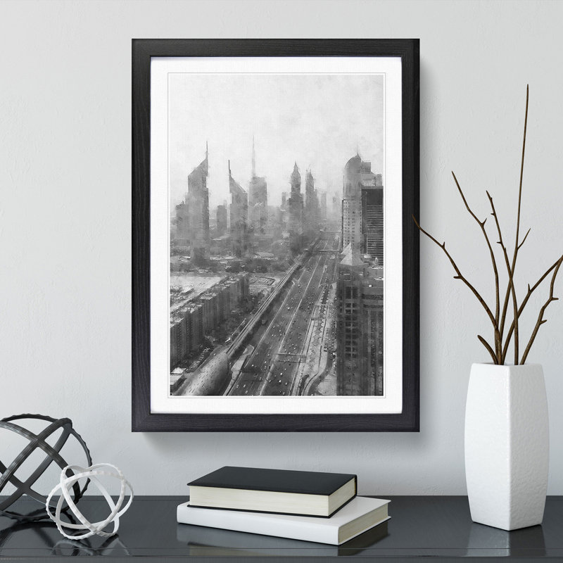 Dubai Skyline Vol.1 - Picture Frame Painting, 36cm H x 27cm W x 2cm D, Black Framed