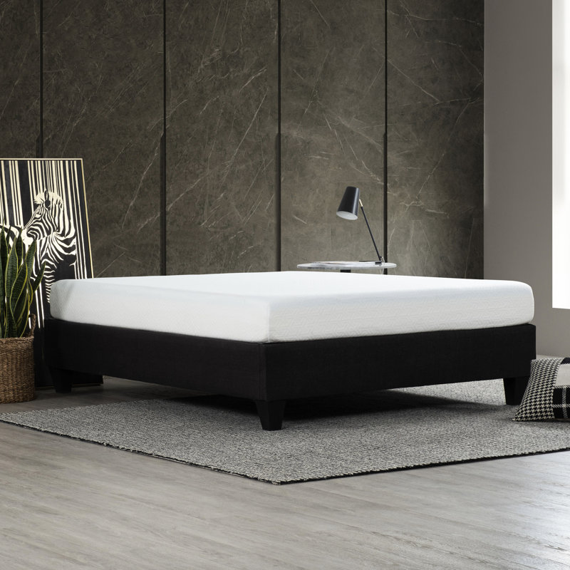 Structure de lit double avec revêtement gris foncé - Bois contemporain pour la construction de style chambre à coucher rembourrée
