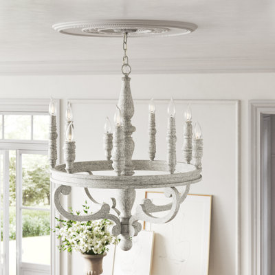 9 - Light Dimmable Wagon Wheel Chandelier
