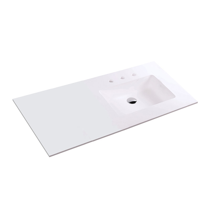Kubitop 48'' L Bathroom Sink, Gloss White, 3 Hole - 8" Centers
