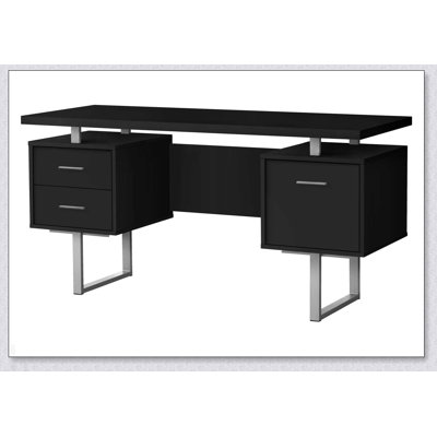Bureau d'ordinateur contemporain de 60 pouces avec tiroirs de rangement et configuration réversible pour la productivité du bureau à domicile