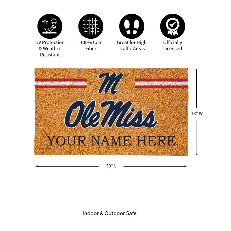 Paillasson personnalisé Suneel 30 po x 18 po NCAA, Oui, NCAA Ole Miss